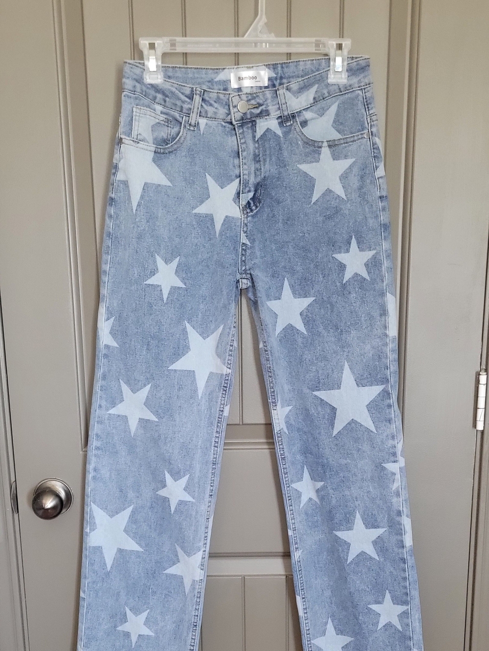 Bamboo Light Wash Star Print Womans Jeans